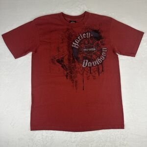Y2K 2010 Harley Davidson t-shirt Flame Gulf Coast New Port Richey, FL Red Large